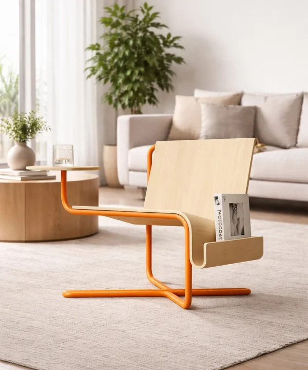 Wood Metal Accent Chair